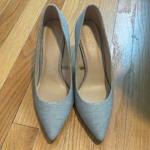 Blue and White Stripe Heels